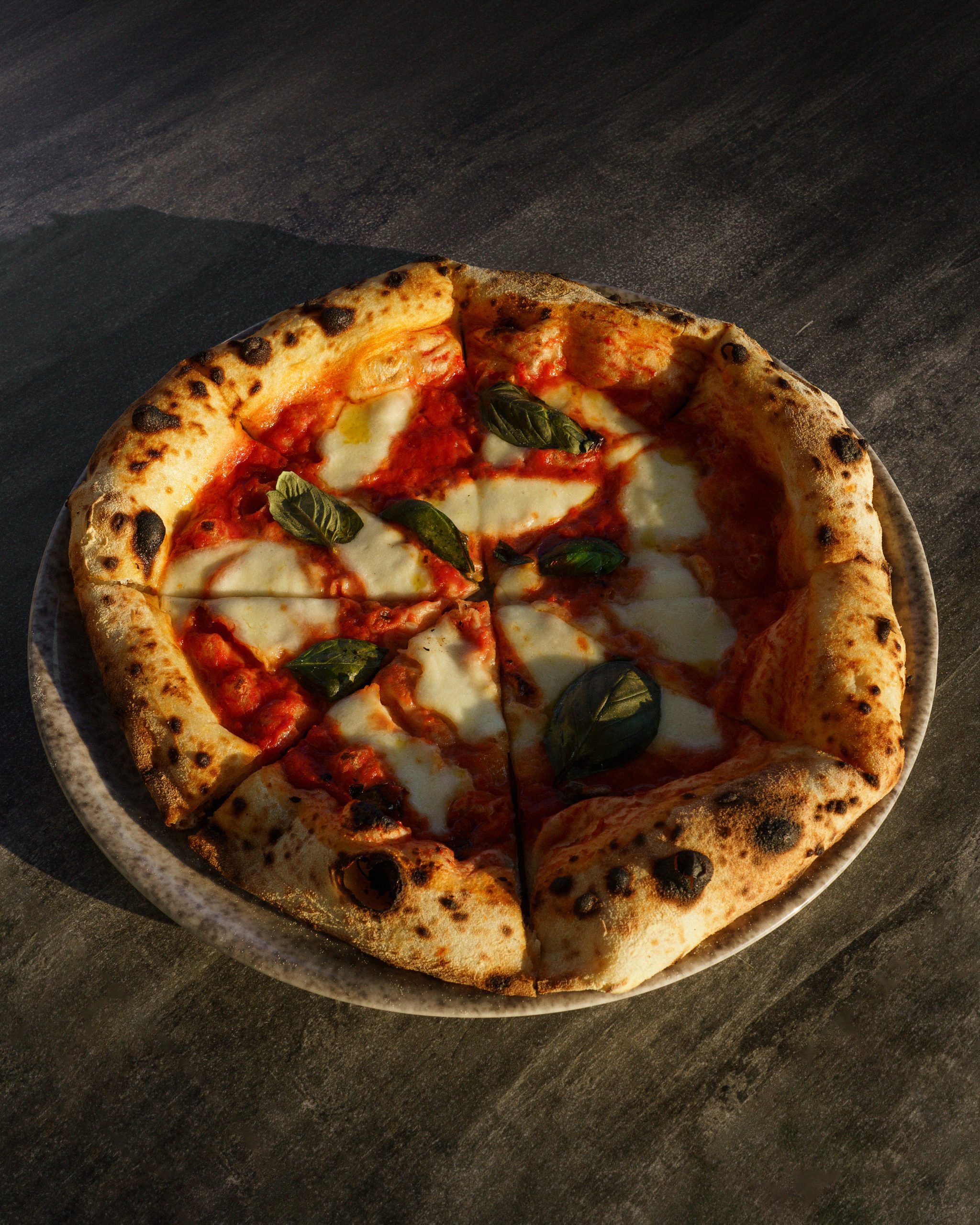 Pizza served at the table